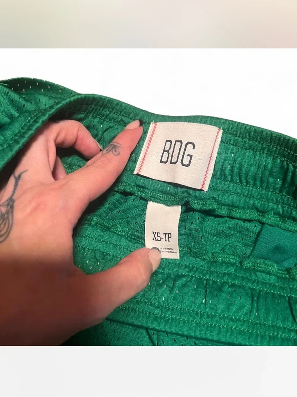 BDG Green Mesh Lace Trim Sporty Shorts - XS